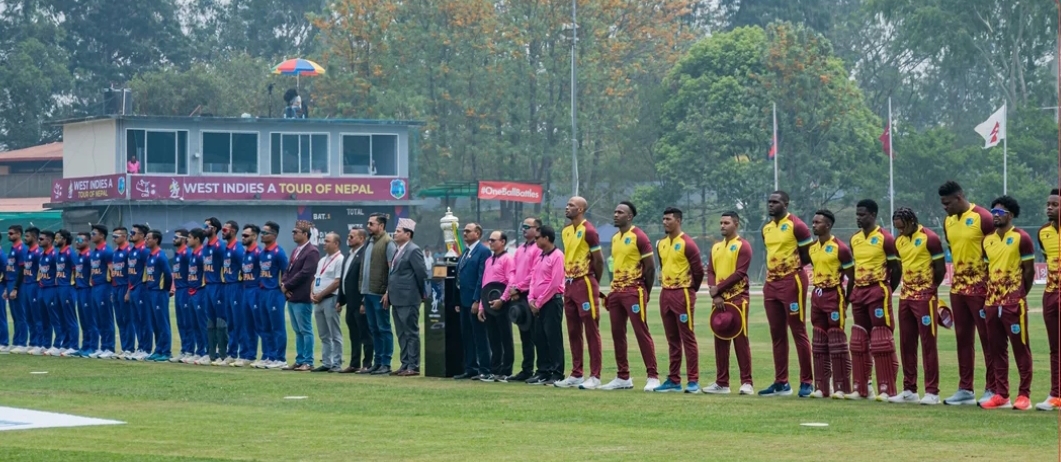 आज वेष्ट ईन्डिज ए र नेपाली टाेली बिच क्रिकेट खेल हुँदै