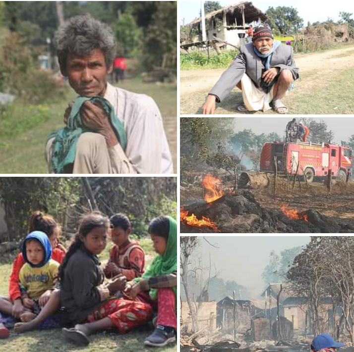 कैलालीमा भिषण आगलागि, करिव ४० घर नष्ट ।